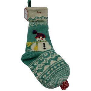 Pottery Barn Kids Ava Holiday Merry and Bright Snowman Knit Christmas Stocking